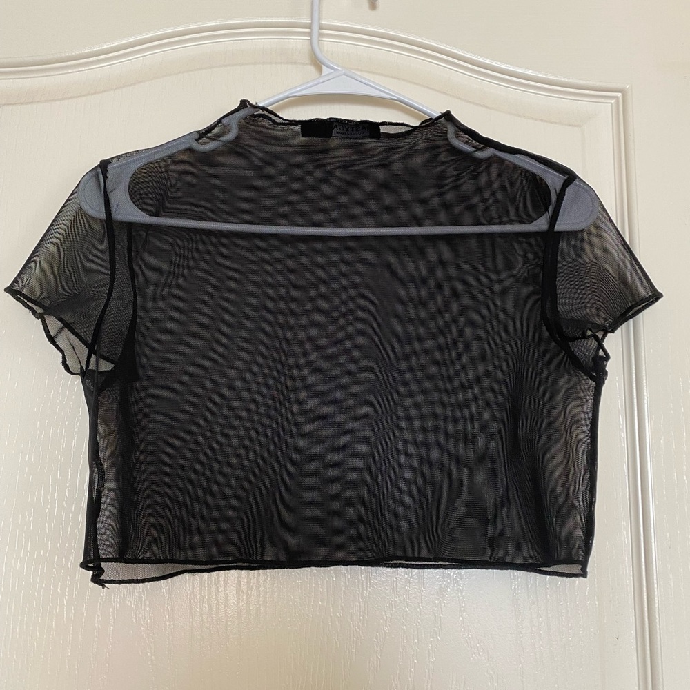 Sheer mesh black crop top
